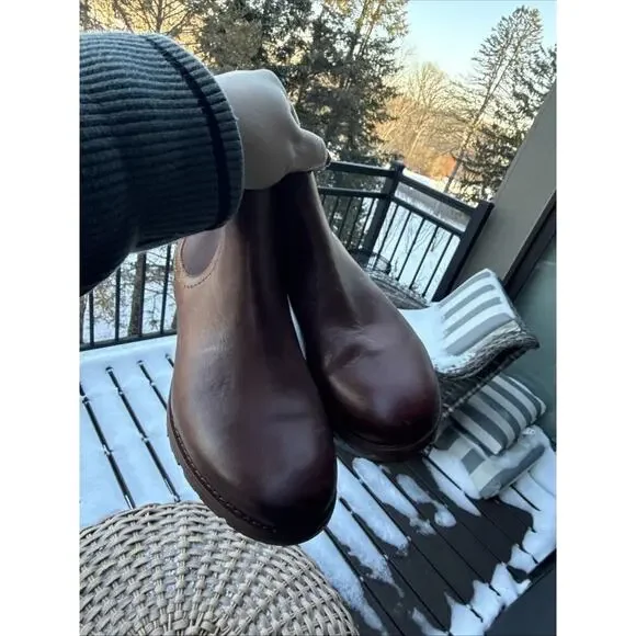 Sofft Brown Boot Women’s 10 Distressed Leather SELBY Chelsea Pull On Block Low - Picture 13 of 14